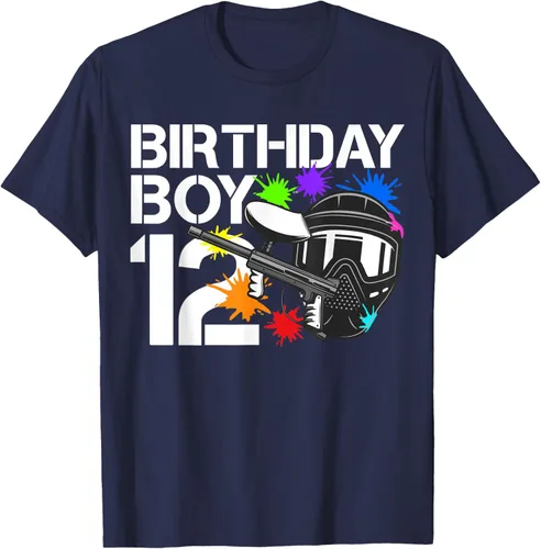 Vista 47 de 12th B-Day Paintball Birthday Party Boy 12 Year Old Funny T-Shirt, Negro