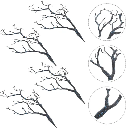 Vista 7 de ABOOFAN 4 piezas de ramas de sauce artificiales rizadas para Halloween, oscuridad, bruja cornamenta, diadema decorativa, ramas de árbol seco
