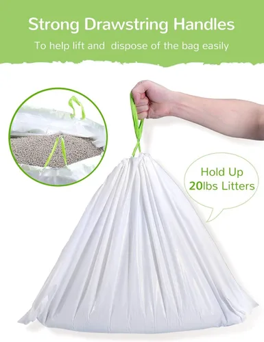Vista 4 de Litter Box Liners - Bolsas de arena para gatos jumbo y biodegradables, 100 unidades, duraderas y sin perfume, grandes para adaptarse a cualquier pala