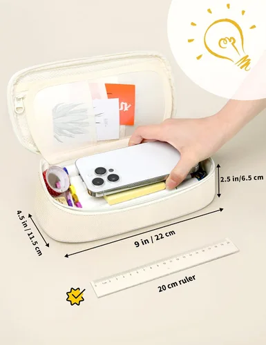 Vista 3 de Estuche Lindo para Lápices SUNEE, Funda Estética para Bolígrafos, Bolsa Grande para Lápices de Color con Cremallera, Almacenamiento y Organizador