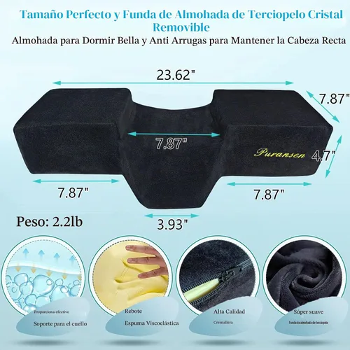 Vista 4 de Almohada de pestañas para extensiones de pestañas, almohada ergonómica de Almohada de cabeza para amarre con organizadores laterales