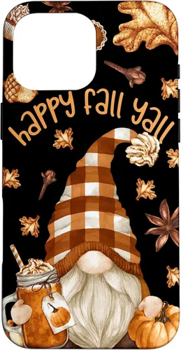 Vista 19 de Funda para iPhone 16 con diseño de especias de calabaza con diseño de gnomo de otoño