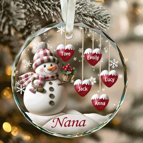 Vista 13 de DILYPOD Adorno Personalizado de Muñeco de Nieve de Abuela, Adorno Personalizado de Nana o Mimi con Nombres de Nietos, Regalos de Navidad