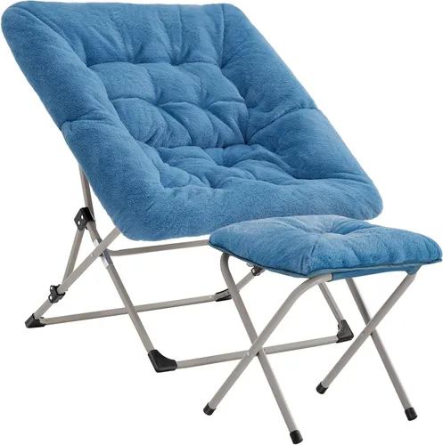 Vista 7 de OAKHAM Silla cómoda para adultos, suave sillón plegable de pelo sintético para dormitorio, sala de estar, dormitorios, silla de lectura flexible