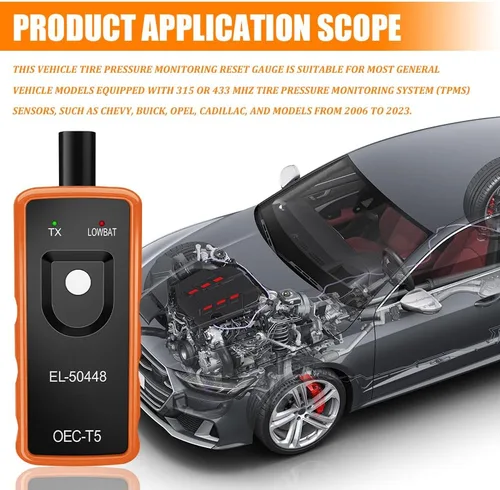 Vista 4 de TPMS Herramienta de reaprendizaje para sensor de neumáticos GM, herramienta de programación TPMS, EL-50448 OEC T5 Sistema de activación y reinicio