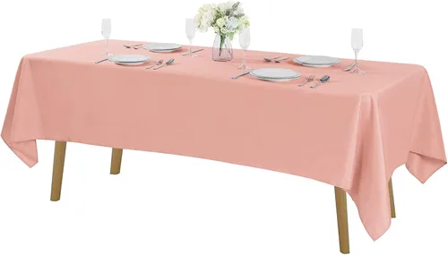 Vista 42 de Mantel rectangular de tela de poliéster lavable de 60 x 120 pulgadas, para decoración de bodas, fiestas, comedores, banquetes