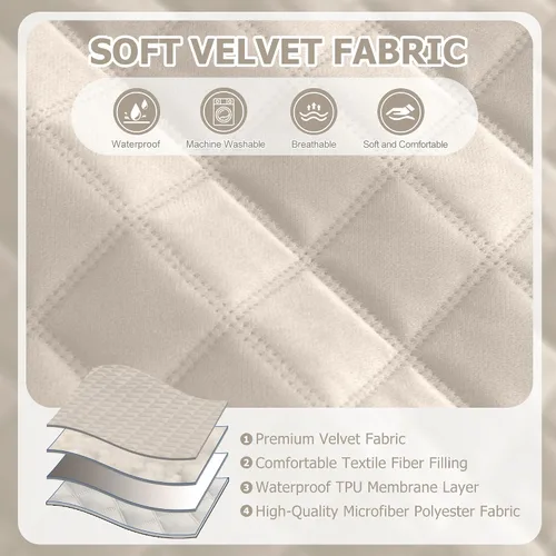 Vista 5 de HDCAXKJ Fundas impermeables para sofá modular, acolchadas de terciopelo, 2 piezas, en forma de L, lavables, gruesas, antideslizantes, con protector