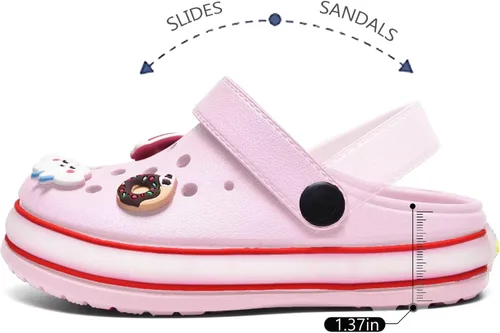 Vista 3 de XPKWS Zuecos para niños pequeños, niños y niñas, zapatos de jardín con luces LED, sandalias ligeras con luces, antideslizantes, de secado rápido
