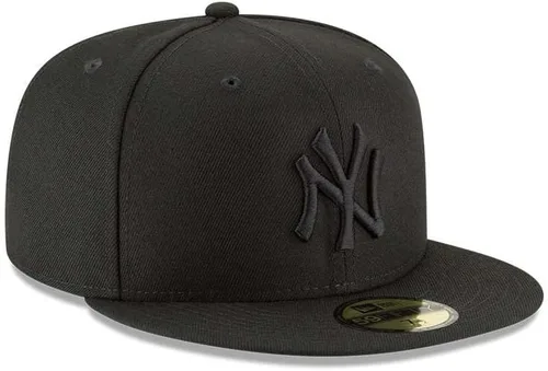 Vista 3 de Gorra New Era para hombres de los New York Yankees. Colección auténtica de gorras MLB 59Fifty, adulto, escarlata Negro/Negro