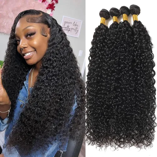 Vista 14 de Borchan Water Wave 3 Paquetes Cabello Humano Húmedo y Ondulado Cabello Humano 3 Paquetes para Mujeres Negras 16 18 20 Pulgadas Paquetes Brasileños