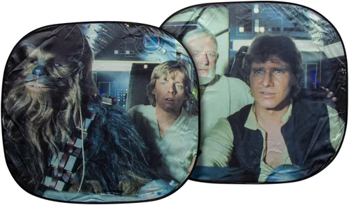 Vista 4 de Plasticolor 003747R01 Star Wars Millennium Falcon, pantallas solares con ventosa para ventana lateral (2 unidades, Pack de 1)