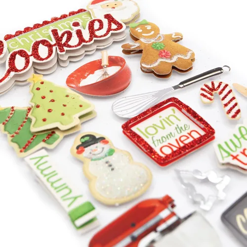 Vista 3 de Paper House Productions Die-Cut Dimensional & Glitter Accent Scrapbook Sticker Sheet - Christmas Cookies, 3-Pack