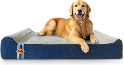 Vista 10 de Laifug Cama ortopédica de espuma viscoelástica para perros con forro duradero a prueba de agua y funda extraíble lavable (grande