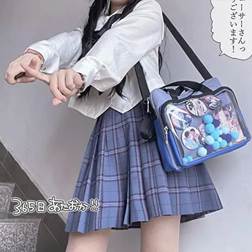 Vista 2 de Ita - Bolso cruzado transparente a juego de color japonés para anime, Lolita, bolsa de exhibición de anime, insignias de anime, bolso de mano
