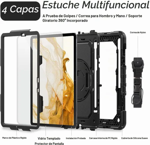 Vista 8 de Funda para Samsung Galaxy Tab S8/S7 de 11 pulgadas 5G Funda para Tableta 2022/2020, [con Protector de Pantalla de Vidrio Templado], Soporte