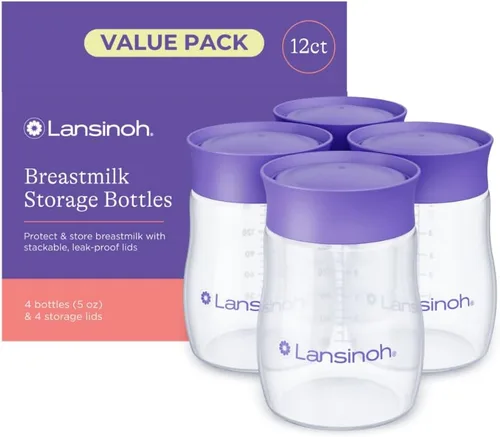 Vista 10 de Lansinoh Biberones de Almacenamiento de Leche Materna Paquete de 4 de 5oz Sin BPA y BPS Biberones de Alimentación de Bomba a Almacenamiento