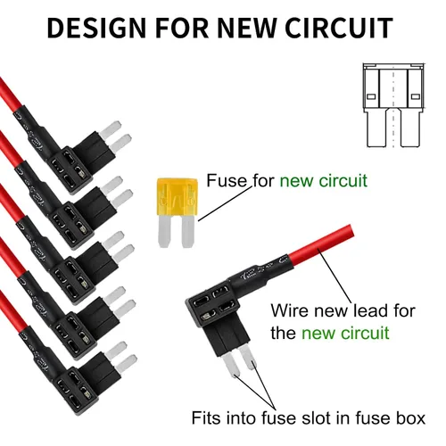 Vista 5 de MuHize Grifos de fusibles Micro2 – Adaptador de circuito adicional ATR de 12 V para caravana y automóvil, 5 fusibles 5A, diseño de doble ranura