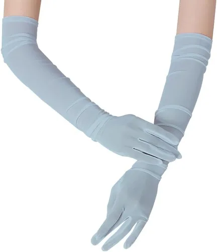Vista 2 de Specell Womens Mesh Gloves 100% Pure Mulberry Silk 23.6" Elbow Length 1920s Wedding Bridal Evening Opera Elastic Silk Gloves