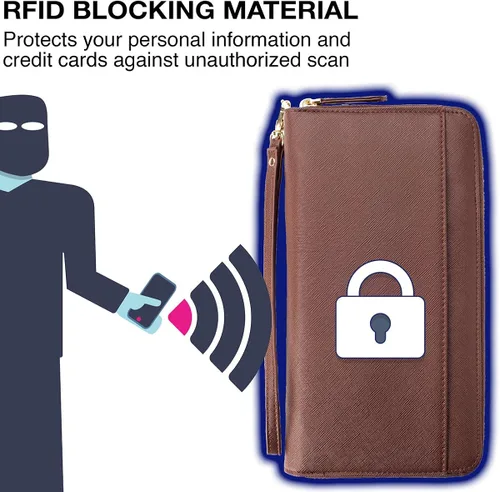 Vista 4 de Travel Document Organizer - RFID Passport Wallet Case Family Holder Id Wristlet