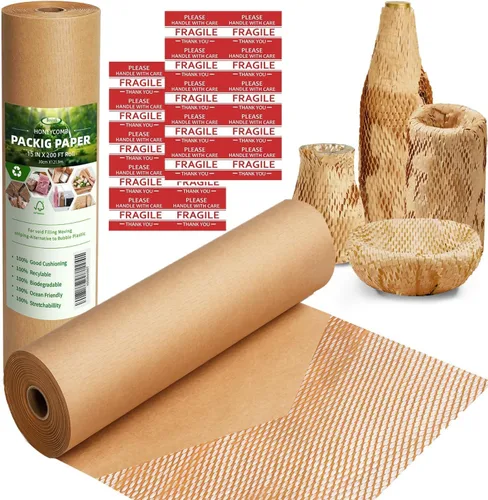 Vista 11 de Papel de embalaje de panal de abeja, papel de embalaje de 12" x 100', alternativa sustitutiva para envoltura de amortiguación de burbujas para Negro