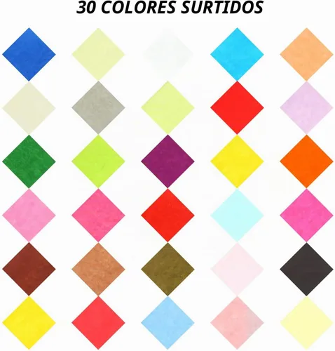 Vista 3 de CCINEE 6000 cuadrados de papel de seda de 1 pulgada, 30 colores surtidos de papel de seda de arco iris, cuadros de mosaico de tejido multicolor