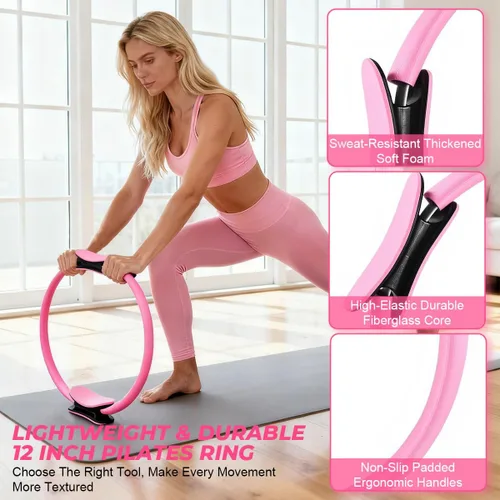 Vista 2 de Pilates Ring Set for Women, Pilates Set with Magic Circle, Ball and Resistance Bands, Pilates Kit for Home Workout, Pilates Equipment Set for