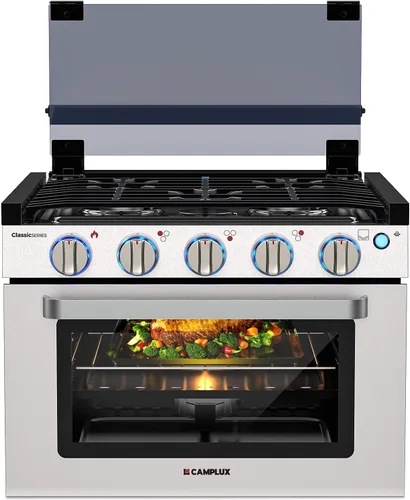 Vista 10 de CAMPLUX Elite - Combo de estufa y horno para RV de 21 pulgadas con protección contra falla de llama, horno de propano para RV de 1.8 pies cúbicos
