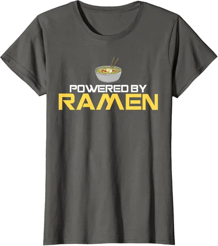 Vista 58 de Camiseta de fideos de anime japoneses Powered By Ramen, Negro, S