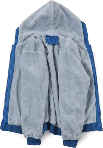 Vista 4 de JiangWu Abrigo con capucha y forro polar para mujer, chaqueta cálida gruesa para invierno, Negro