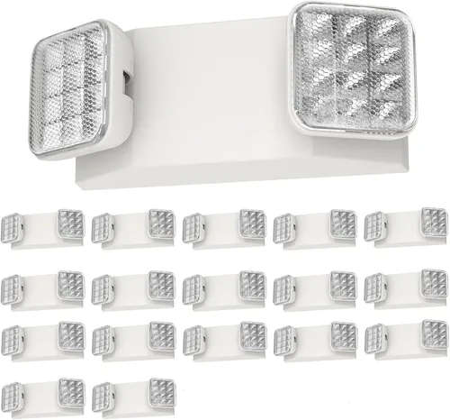 Vista 13 de Paquete de 2 luces de emergencia para negocios, con batería de respaldo, cable duro, certificado UL 924, CA 120/277V, luz de emergencia LED