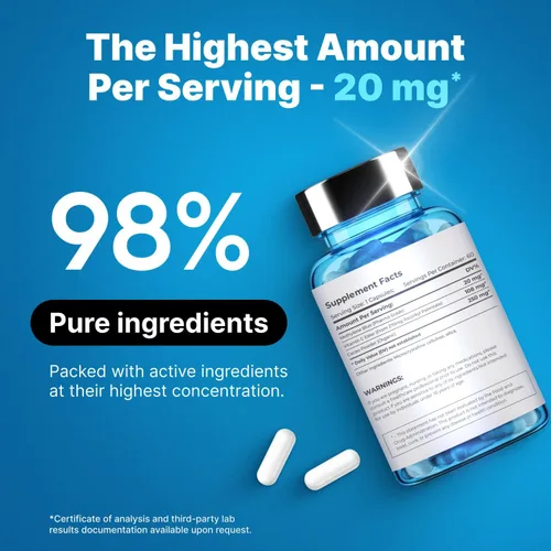 Vista 7 de Ultimate Methylene Blue Cápsulas para humanos 20 mg – Combustible de enfoque y vitaminas de memoria Grado farmacéutico de metileno azul 2%