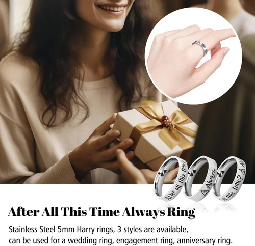 Vista 6 de LParkin Ring After All This Time Always - Anillos de acero inoxidable para mujeres y hombres, anillo antiestrés de 0.197 in para fanáticos del mundo