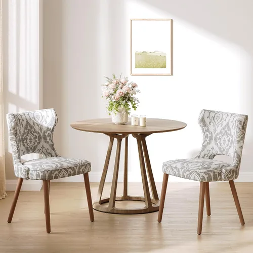 Vista 9 de Juego de 2 sillas de comedor tapizadas, sillas de cocina con respaldo curvado