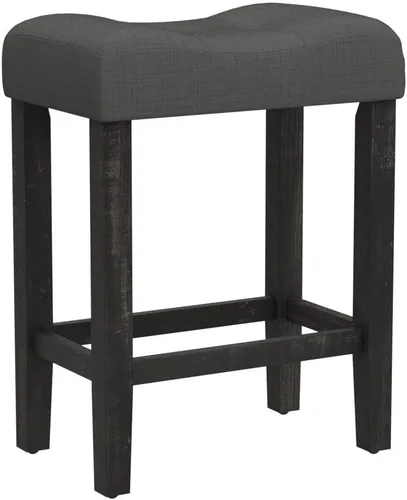 Vista 5 de Roundhill Furniture Sora Taburetes de Altura de Mostrador Tipo Silla de Montar con Capitoné, Juego de 2, Gris