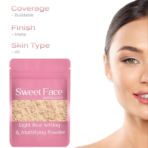 Vista 5 de RICE SETTING POWDER BULK REFILL - Base de maquillaje mineral mate para piel desnuda transparente SPF 20 (1 onza, polvo de arroz claro)
