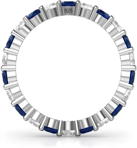 Vista 2 de Anillo de compromiso, alianza, 3.50MM de plata fina 925 Blanco y azul CZ Eternity