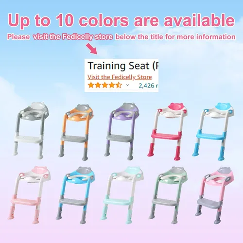 Vista 2 de Fedicelly Asiento de entrenamiento para niños pequeños, asiento de inodoro para niños con escalera, escalera, para niños y niñas (naranja claro)