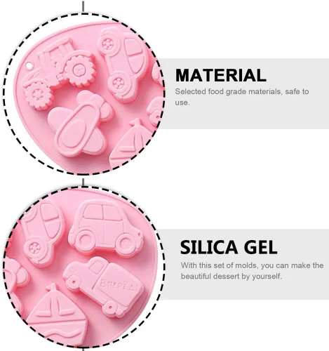 Vista 7 de Molde de silicona para hornear, molde de chocolate de dibujos animados, molde de transporte de silicona, moldes de galletas de silicona, moldes