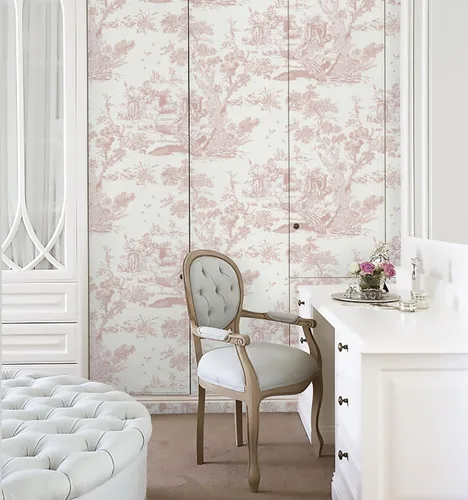 Vista 8 de CiCiwind Papel Pintado de Despegar y Pegar Papel Pintado Vintage Papel Pintado Blanco y Rosa Papel Pintado Autoadhesivo Extraíble para Dormitorio