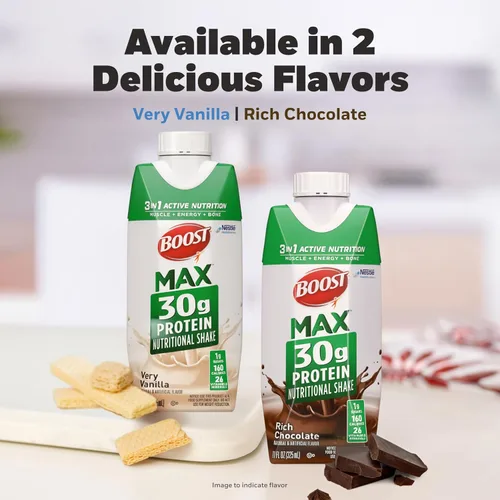 Vista 6 de BOOST MAX Batidos de Proteína Listos para Beber - Batido Alto en Proteínas de 30g - Chocolate Bebidas Nutricionales para Apoyar la Recuperación
