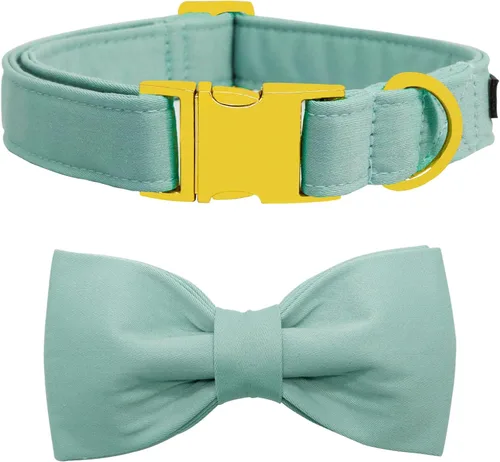Vista 49 de Collar de perro a cuadros de búfalo amarillo otoñal con pajarita elegante Otoño-Lazo-Cuadros Amarillo