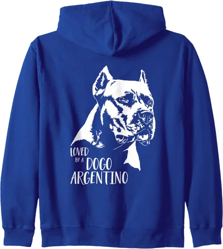 Vista 3 de Loved by a Dogo Argentino dog mom dog saying Zip Hoodie