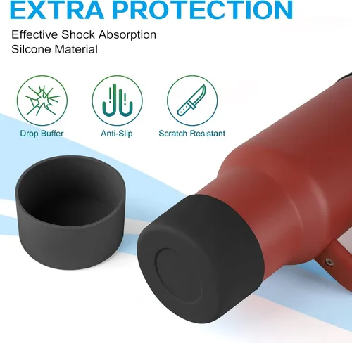 Vista 4 de Funda protectora de silicona para Stanley Quencher H2.0, vaso de 40 onzas y 30 onzas con asa y Stanley IceFlow de 20 onzas, 30 onzas, funda Negro