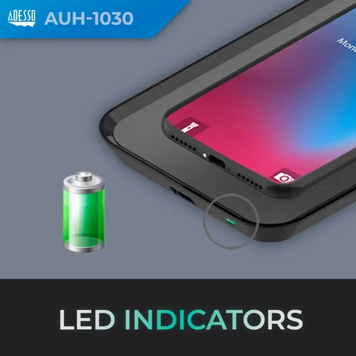 Vista 6 de Adesso Almohadilla de carga inalámbrica de 3 bobinas con certificación Qi máx. AUH-1030 de 10W