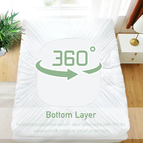Vista 6 de Cubrecolchón Extra Grueso Tamaño King, Viscosa Suave Impermeable Derivada del Bambú, Almohadilla de Colchón Pillow Top, Funda de Colchón con Relleno