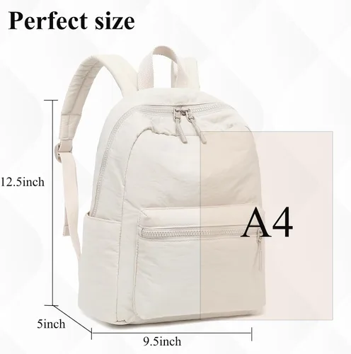 Vista 3 de LEDAOU Mini mochila para niñas, bonita mochila pequeña para mujeres, adolescentes, niños, escuela, viajes, bolso de hombro, beige, dorado