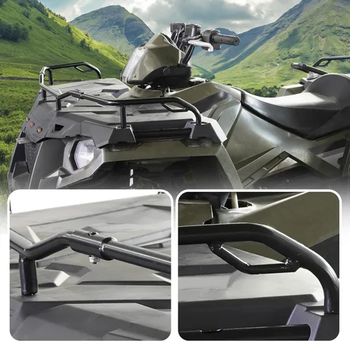 Vista 3 de Extensor de rack delantero para Polaris Sportsman 570 450 14-25, extensor de estante de acero negro delantero todoterreno para Polaris Sportsman