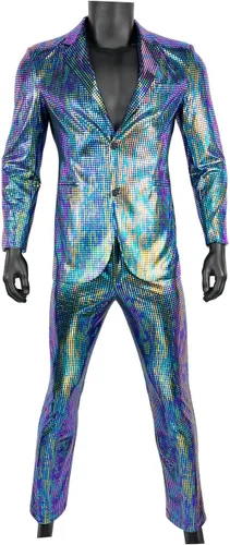 Vista 3 de Conjunto de 2 piezas con chaqueta de lentejuelas metálicas, conjunto de 2 piezas, para baile de graduación, boda, fiesta, banquete, chaqueta