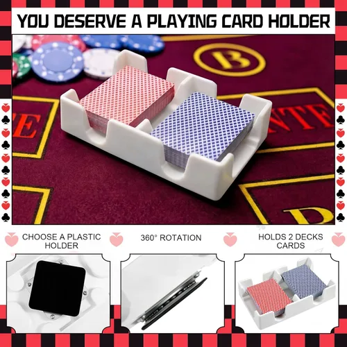 Vista 3 de Tarjetero para jugar a las cartas, giratorio 360, 2 cubiertas Blanco