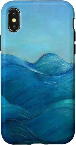 Vista 5 de Funda para iPhone 12 mini Blue Waves and Skies Relaxing Ocean Coastal design